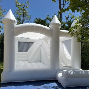 White bounce house with slider - 15'x13'